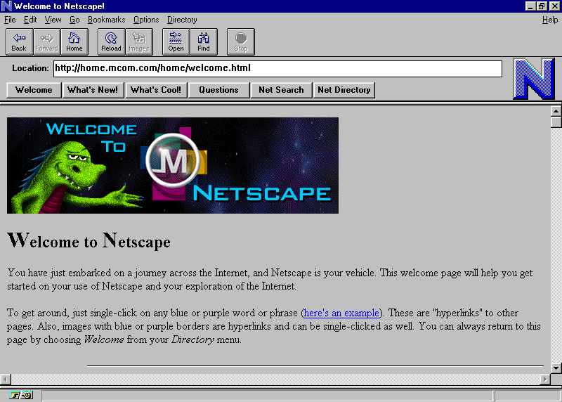 Netscape Navigator 1.0 in 1994 - Web Design Museum