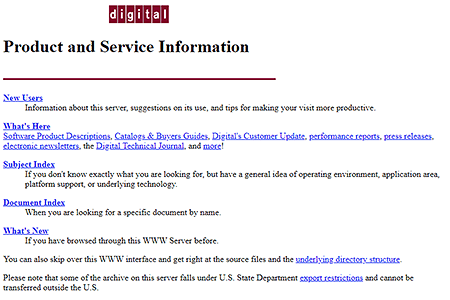 Digital website in 1994