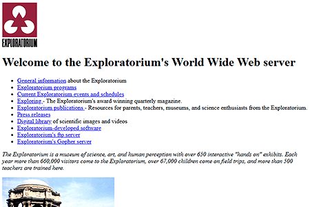 The Exploratorium website in 1994
