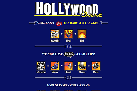 Hollywood Online website in 1995
