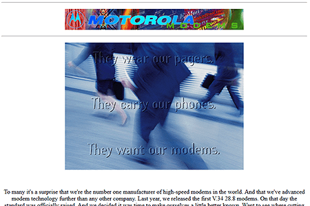 Motorola Modems website in 1995