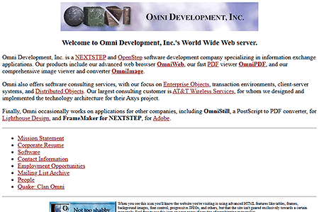 Omni Development website in 1995