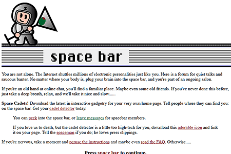 Space Bar website in 1995