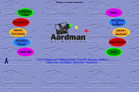 Aardman Animations website in 1996