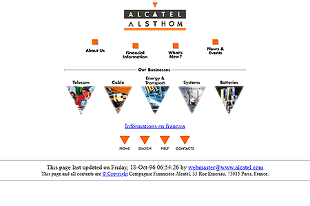 Alcatel Alsthom website in 1996