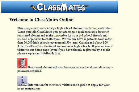 ClassMates website in 1996