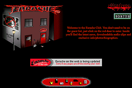 Earache Records website in 1996