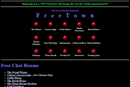 FreeTown website in 1996