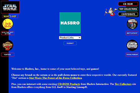 Hasbro website in 1996