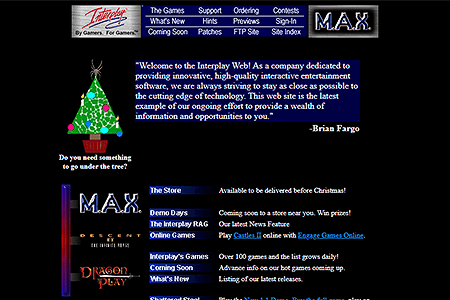Interplay Productions website in 1996