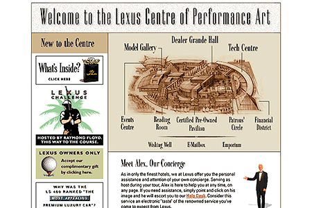 Lexus Centre of Performance Art website in 1996