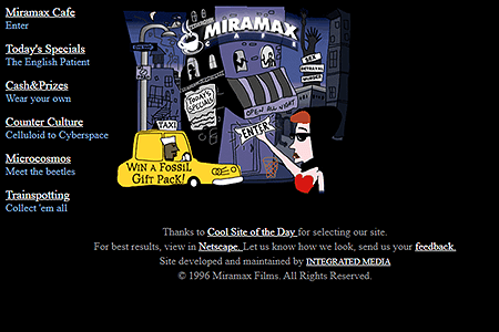 Miramax Films website in 1996
