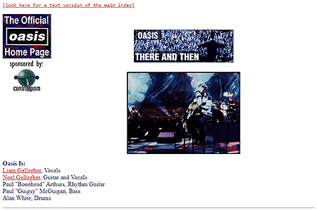 Oasis website in 1996