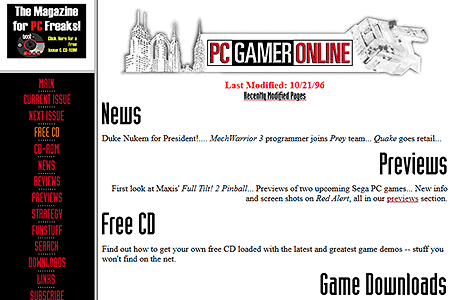 PC Gamer website in 1996