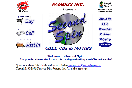 SecondSpin website in 1996