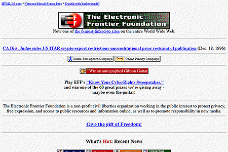 The Electronic Frontier Foundation website in 1996