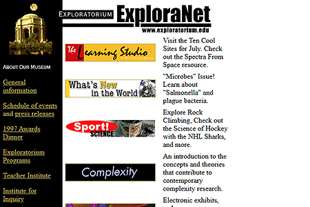 The Exploratorium website in 1996