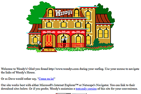 Wendy's website in 1996