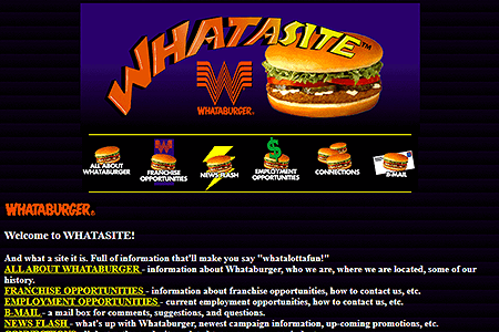 Whataburger website in 1996
