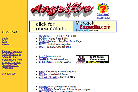 Angelfire website in 1997