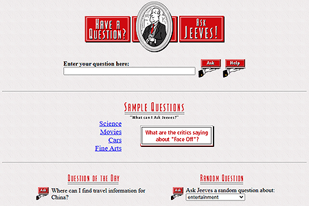 Ask Jeeves website in 1997