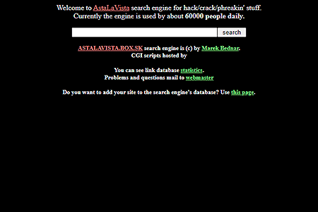 Astalavista.box.sk website in 1997