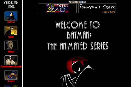 Batman: The Animated Series website in 1997