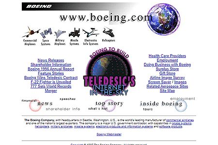 The Boeing Company website in 1997
