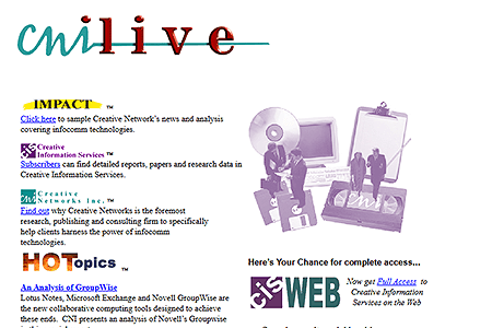 Creative Networks website in 1997