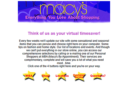 Macy’s website in 1997
