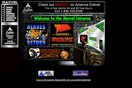 Marvel website in 1997