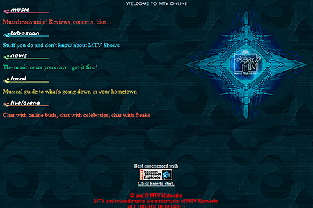 MTV Online website in 1997