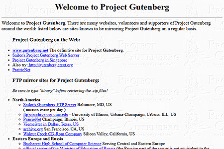 Project Gutenberg website in 1997