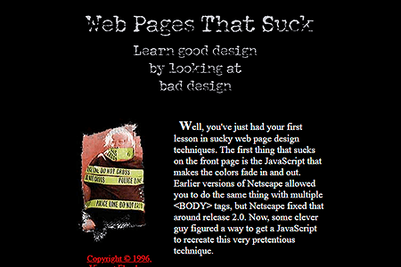 Web Pages That Suck website in 1997