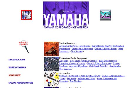 Yamaha website in 1997