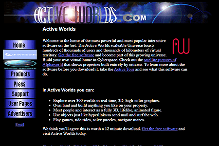 Active Worlds website in 1998