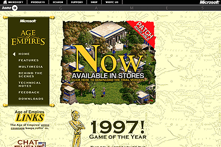 Age of Empires website in 1998