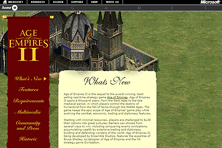Age of Empires II website in 1998