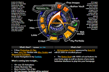 Andy's Art Attack website in 1998