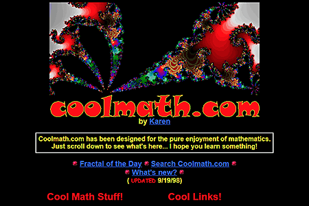 Cool Math website in 1998