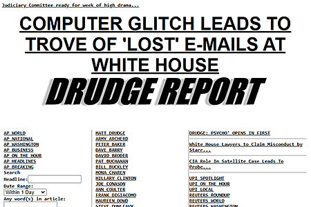 Drudge Report website in 1998