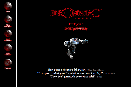 Insomniac Games website in 1998
