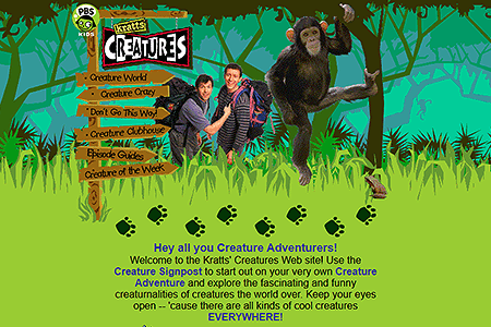 Kratts' Creatures website in 1998