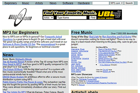 MP3.com website in 1998
