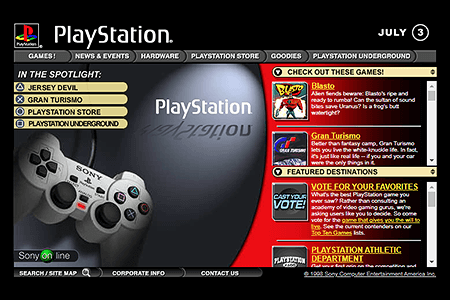 PlayStation website in 1998