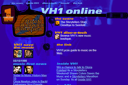 VH1 website in 1998