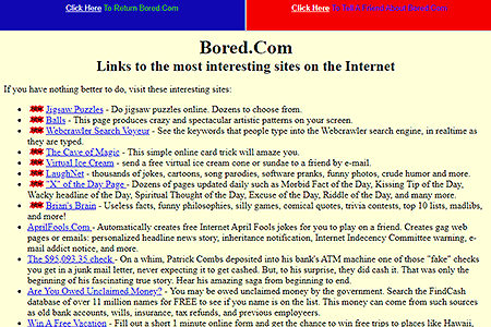 Bored.com website in 1999