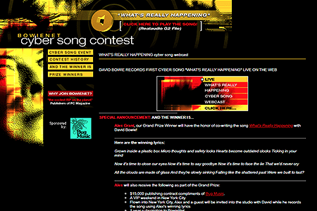 Bowienet Cyber Song Contest website in 1999