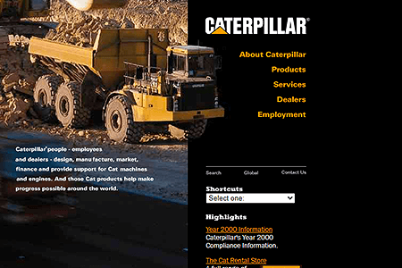 Caterpillar website in 1999