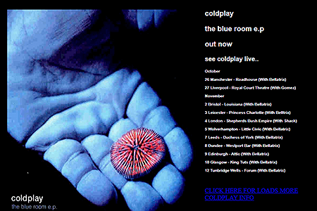Coldplay website in 1999